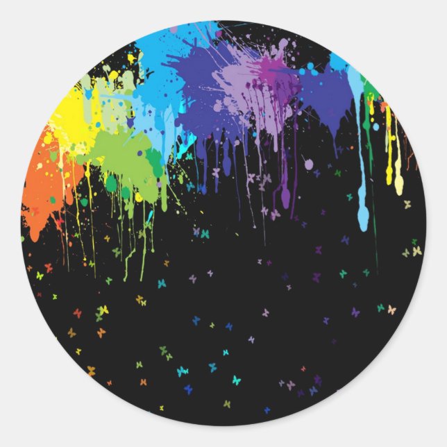 Abstract Colours Splash Paints Classic Round Sticker (Front)