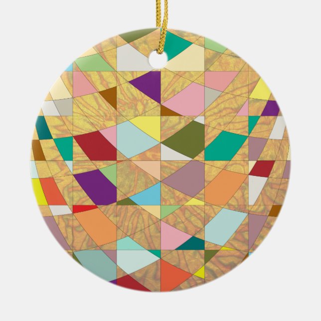 Abstract Colours Sun Burst Ceramic Tree Decoration (Front)