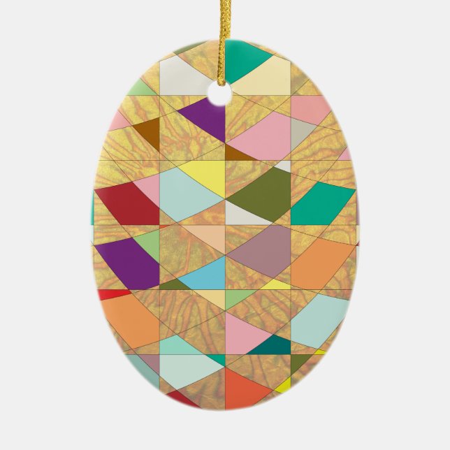 Abstract Colours Sun Burst Ceramic Tree Decoration (Front)