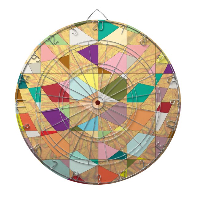 Abstract Colours Sun Burst Dartboard (Front)