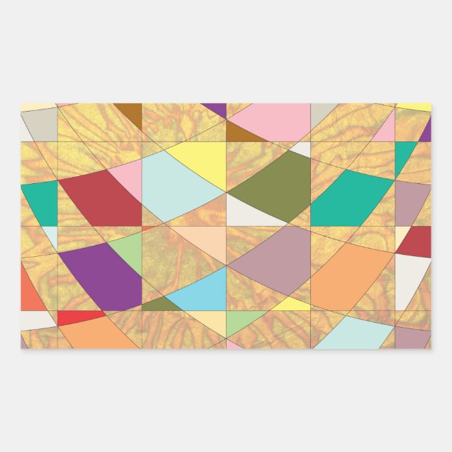 Abstract Colours Sun Burst Rectangular Sticker (Front)