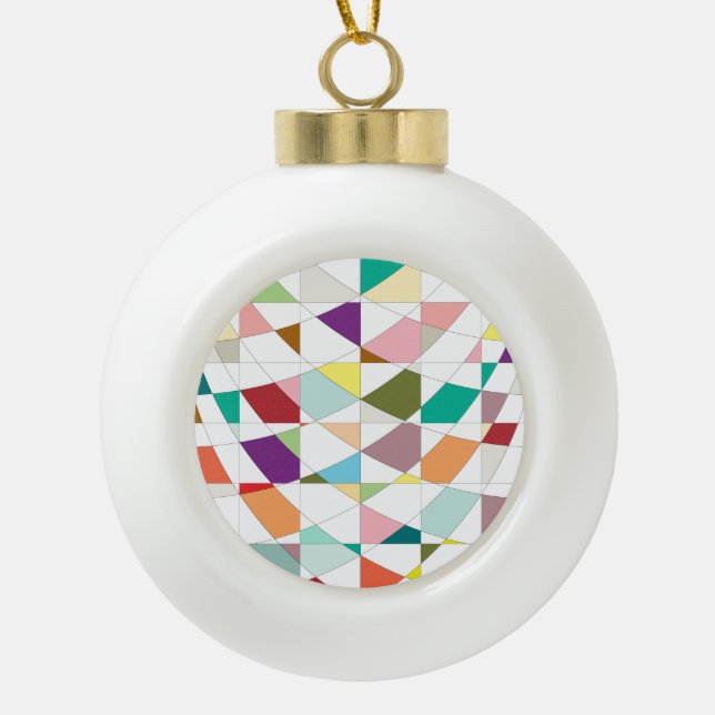 Abstract Colours Tapestry Ceramic Ball Christmas Ornament (Front)