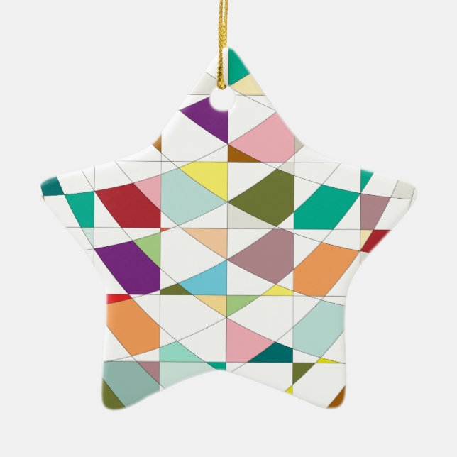 Abstract Colours Tapestry Ceramic Tree Decoration (Front)