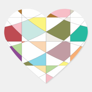 Abstract Colours Tapestry Heart Sticker