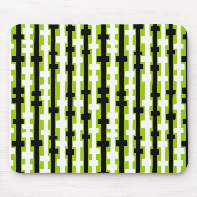Abstract Columns - Black and White on Martian Gree Mouse Mat (Front)