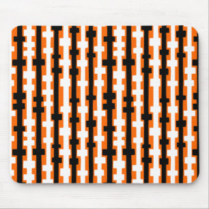 Abstract Columns - Black and White on Orange Mouse Mat