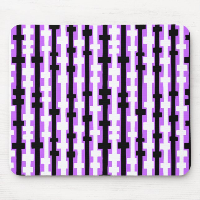 Abstract Columns - Black and White on Purple Mouse Mat (Front)