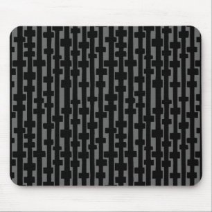 Abstract Columns - Black on Grey Mouse Mat