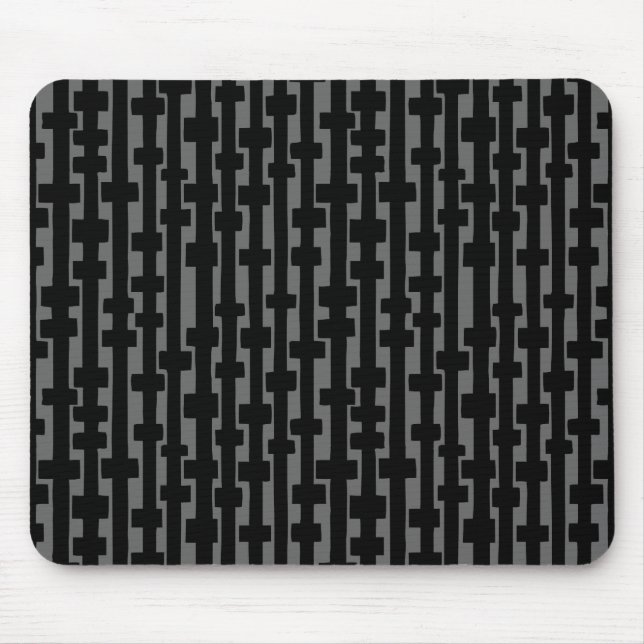 Abstract Columns - Black on Grey Mouse Mat (Front)