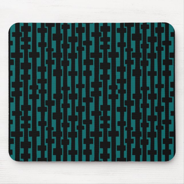 Abstract Columns - Black on Moss Green Mouse Mat (Front)