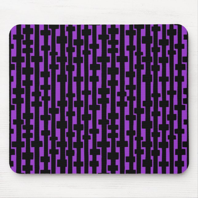 Abstract Columns - Black on Purple Mouse Mat (Front)