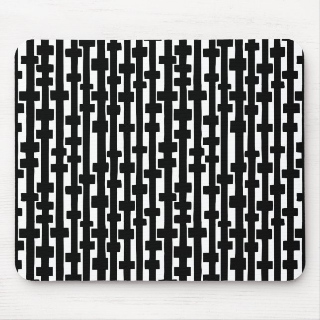 Abstract Columns - Black on White Mouse Mat (Front)