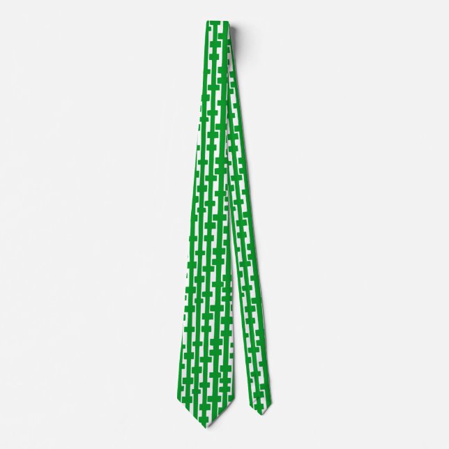 Abstract Columns - Grass Green on White Tie (Front)