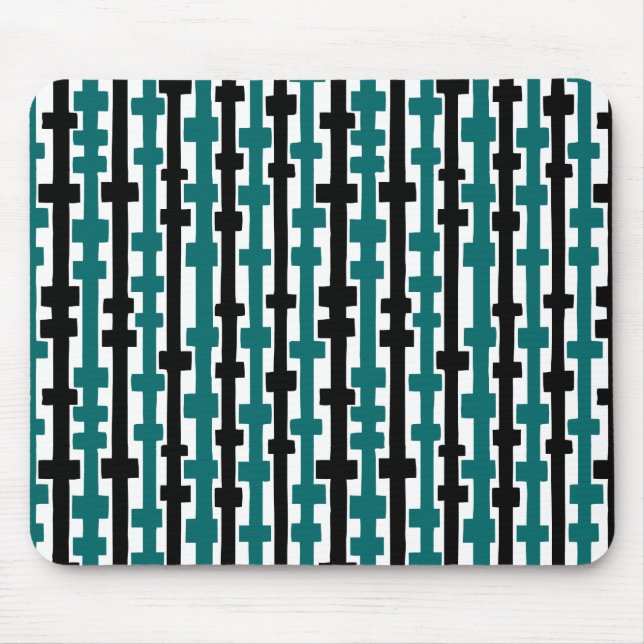 Abstract Columns - Green and Black on White Mouse Mat (Front)