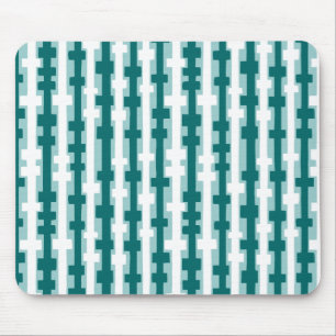Abstract Columns - Green and White on Lt Blue Gree Mouse Mat