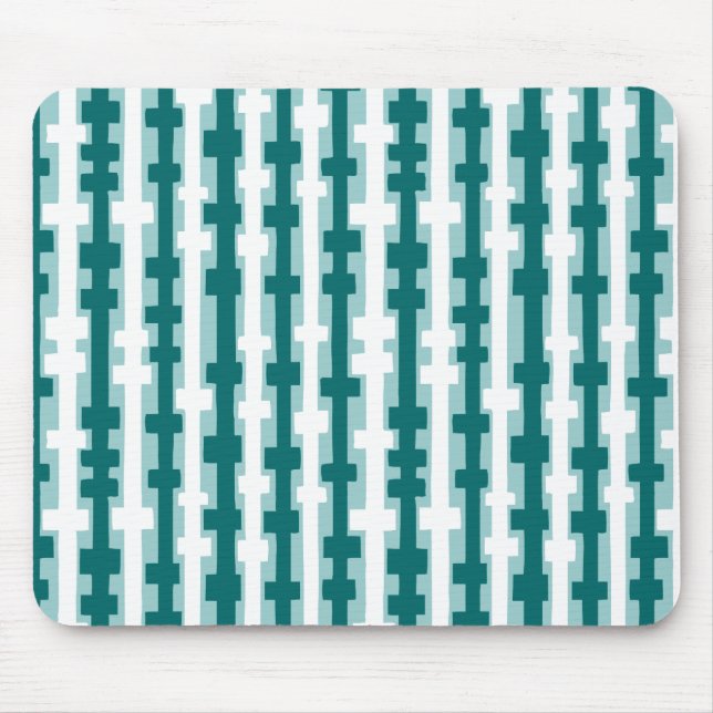 Abstract Columns - Green and White on Lt Blue Gree Mouse Mat (Front)