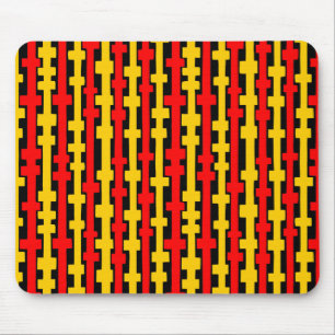 Abstract Columns - Red and Amber on Black Mouse Mat