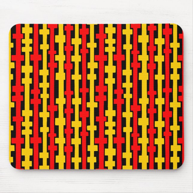 Abstract Columns - Red and Amber on Black Mouse Mat (Front)