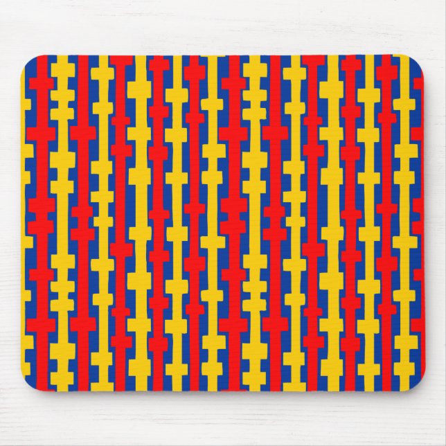 Abstract Columns - Red and Amber on Navy Mouse Mat (Front)