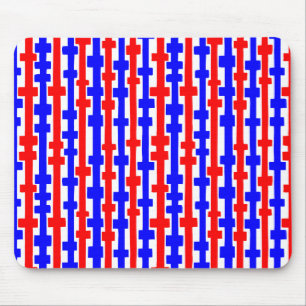 Abstract Columns - Red and Blue on White Mouse Mat