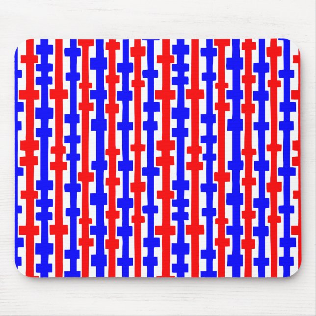 Abstract Columns - Red and Blue on White Mouse Mat (Front)