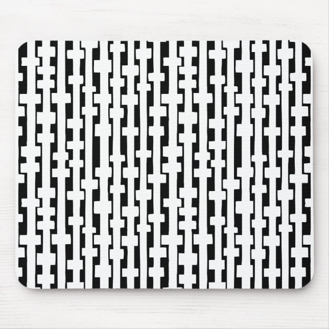 Abstract Columns - White on Black Mouse Mat (Front)
