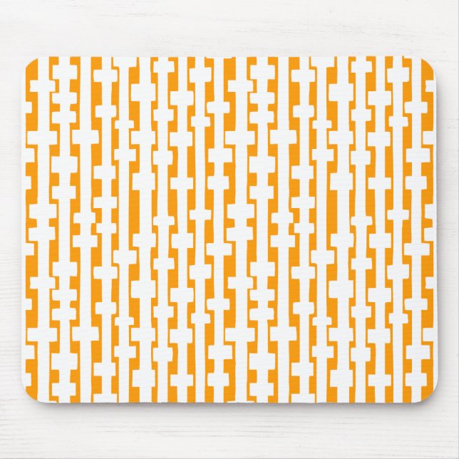 Abstract Columns - White on Lt Orange Mouse Mat (Front)