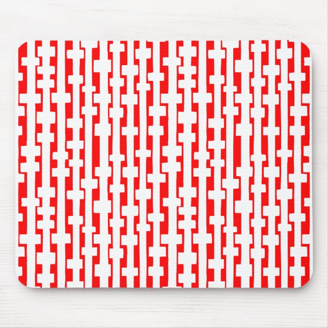 Abstract Columns - White on Red Mouse Mat (Front)