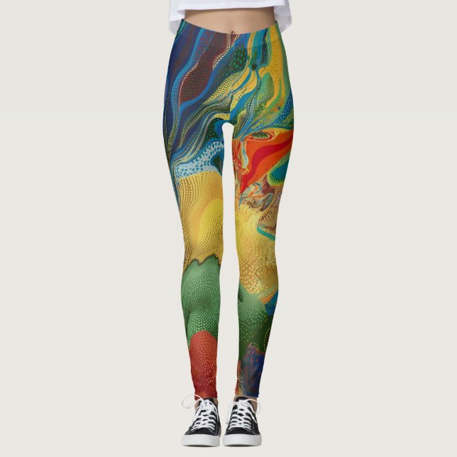 abstract colur splashes water colors leggings (Front)