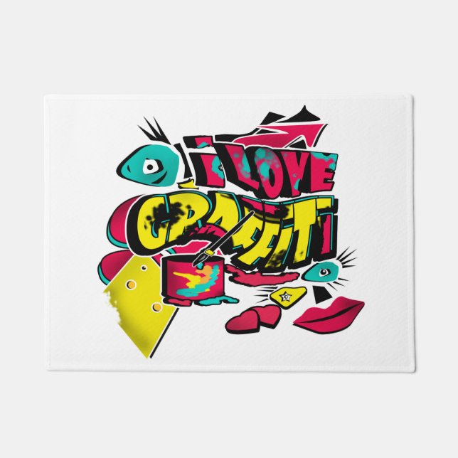 Abstract comics graffiti style text grunge urban c doormat (Front)