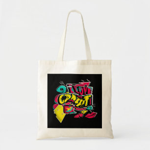 Abstract comics graffiti text grunge urban lips he tote bag