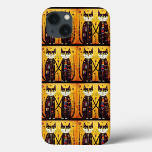 Abstract Companions: A Tale of Two Cats iPhone 13 Case