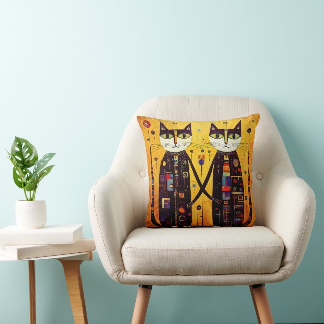 Abstract Companions: A Tale of Two Cats Cushion (Chair)