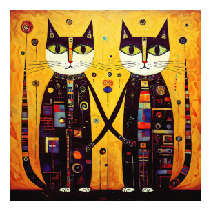 Abstract Companions: A Tale of Two Cats Photo Print