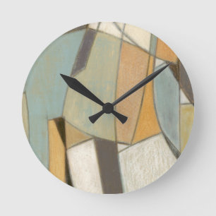 Abstract Composition with Muted Colours Round Clock