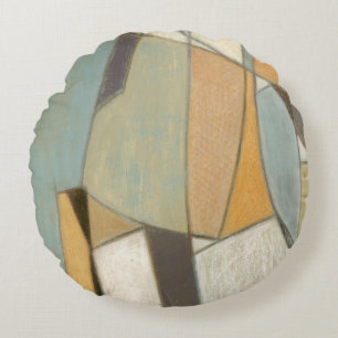 Abstract Composition with Muted Colours Round Cushion