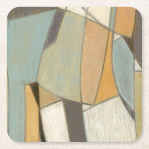Abstract Composition with Muted Colours Square Paper Coaster