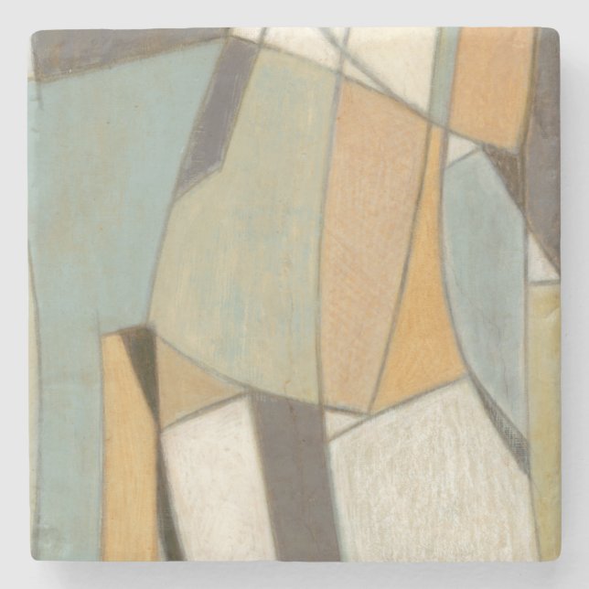 Abstract Composition with Muted Colours Stone Coaster (Front)