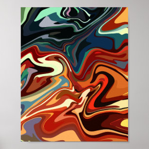 Abstract Composition with Warm and Cool Contrasts Poster