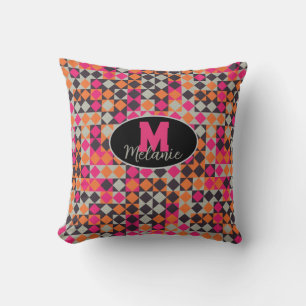 Abstract computational children's retro checker cushion