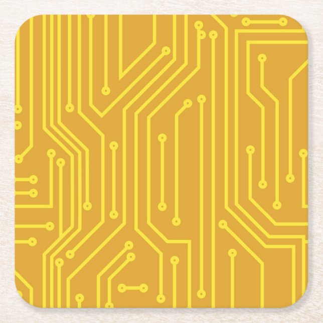 Abstract computer equipment square paper coaster (Front)