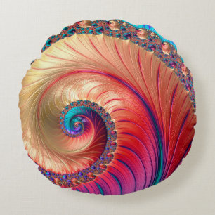 Abstract Computer generated Fractal design. A frac Round Cushion