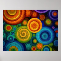 Abstract concentric circles in vibrant multicolor