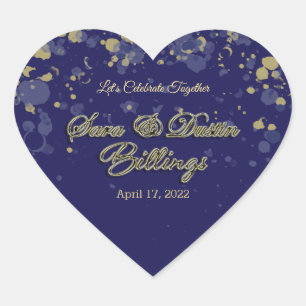 Abstract Confetti Navy Gold Design Heart Sticker