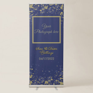 Abstract Confetti Navy Gold Design Retractable Banner