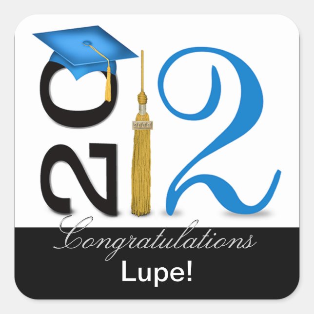 Abstract Congratulations Graduate - 2012 Tassel Square Sticker (Front)