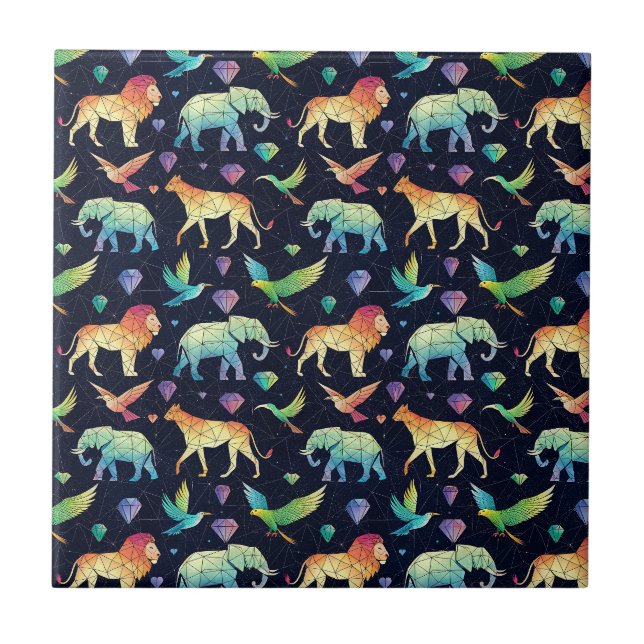 Abstract Constellation Wildlife Animal Pattern Art Tile (Front)