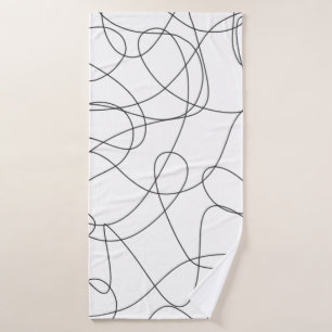 Abstract contemporary black and white lines bath towel