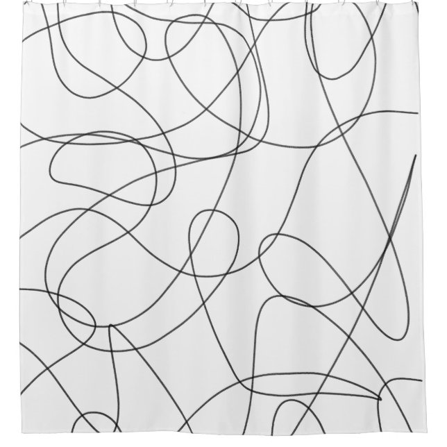 Abstract contemporary black and white lines shower curtain (Front)