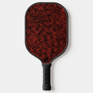 Abstract Contemporary Black Crosshatch On Red Rust Pickleball Paddle